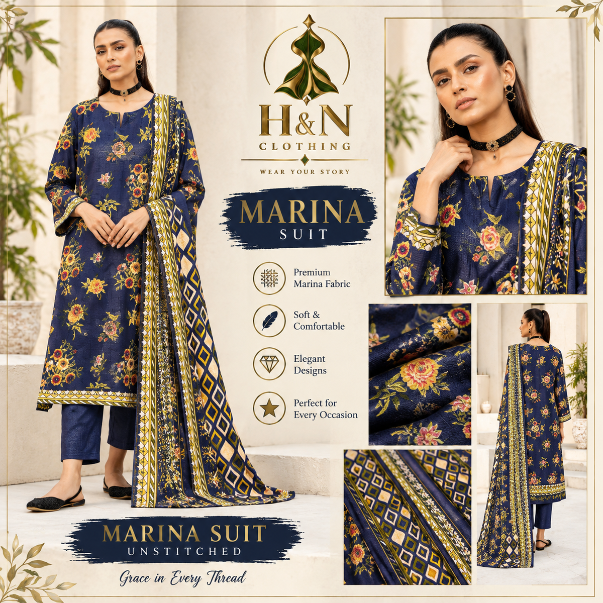 marina unstitch 3piece suits