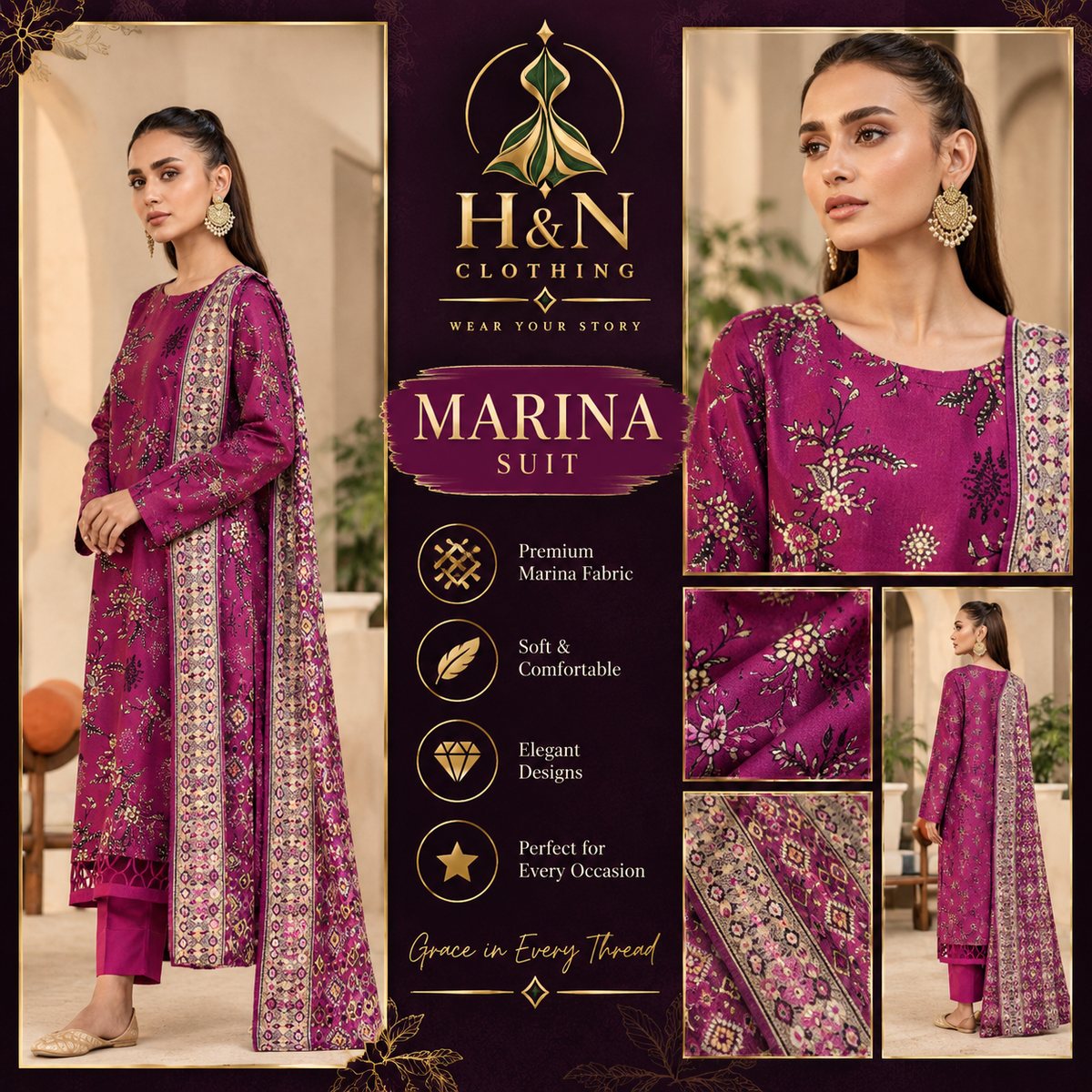 marina unstitch 3piece suits