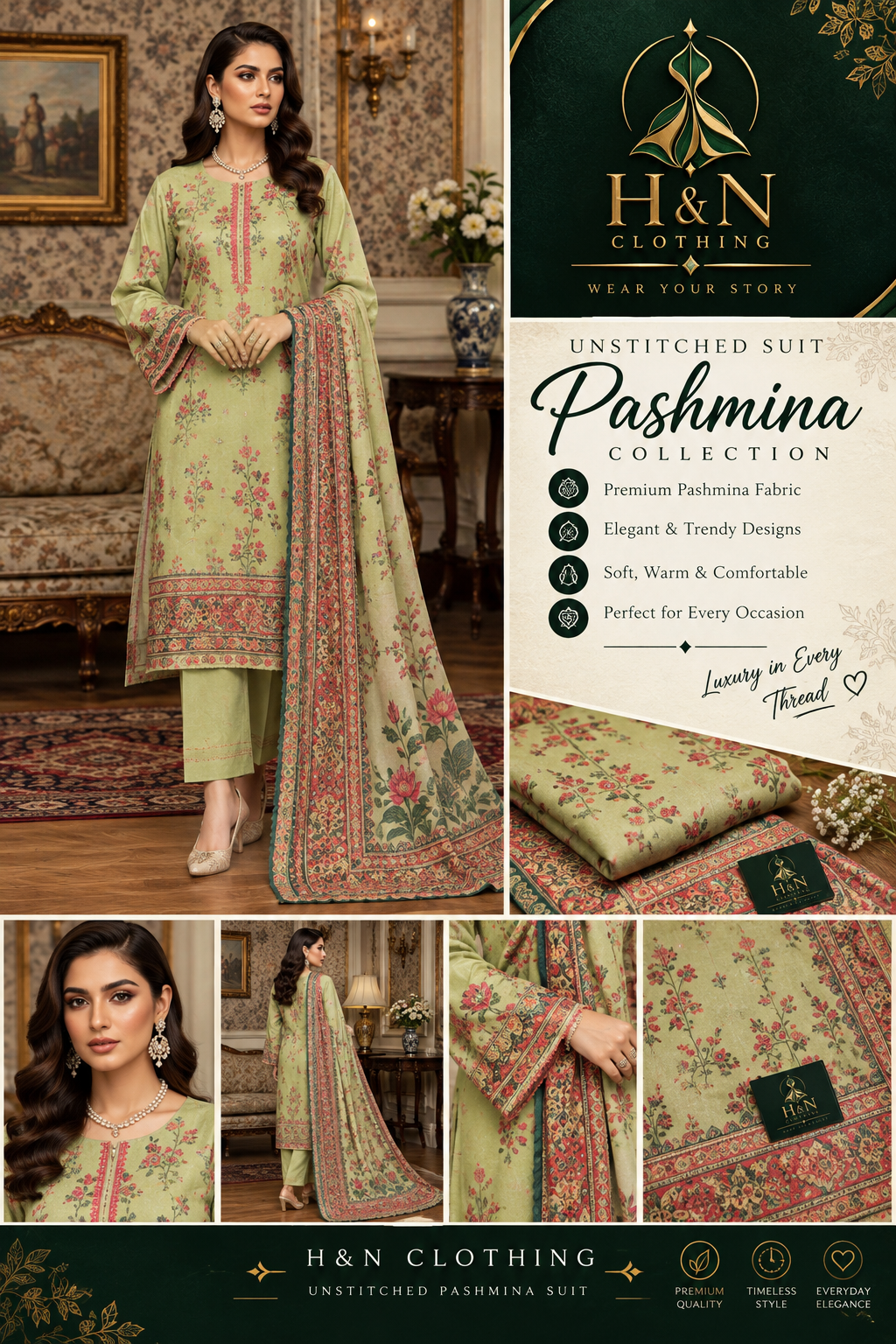 pashmina unstitich 3 piece suits