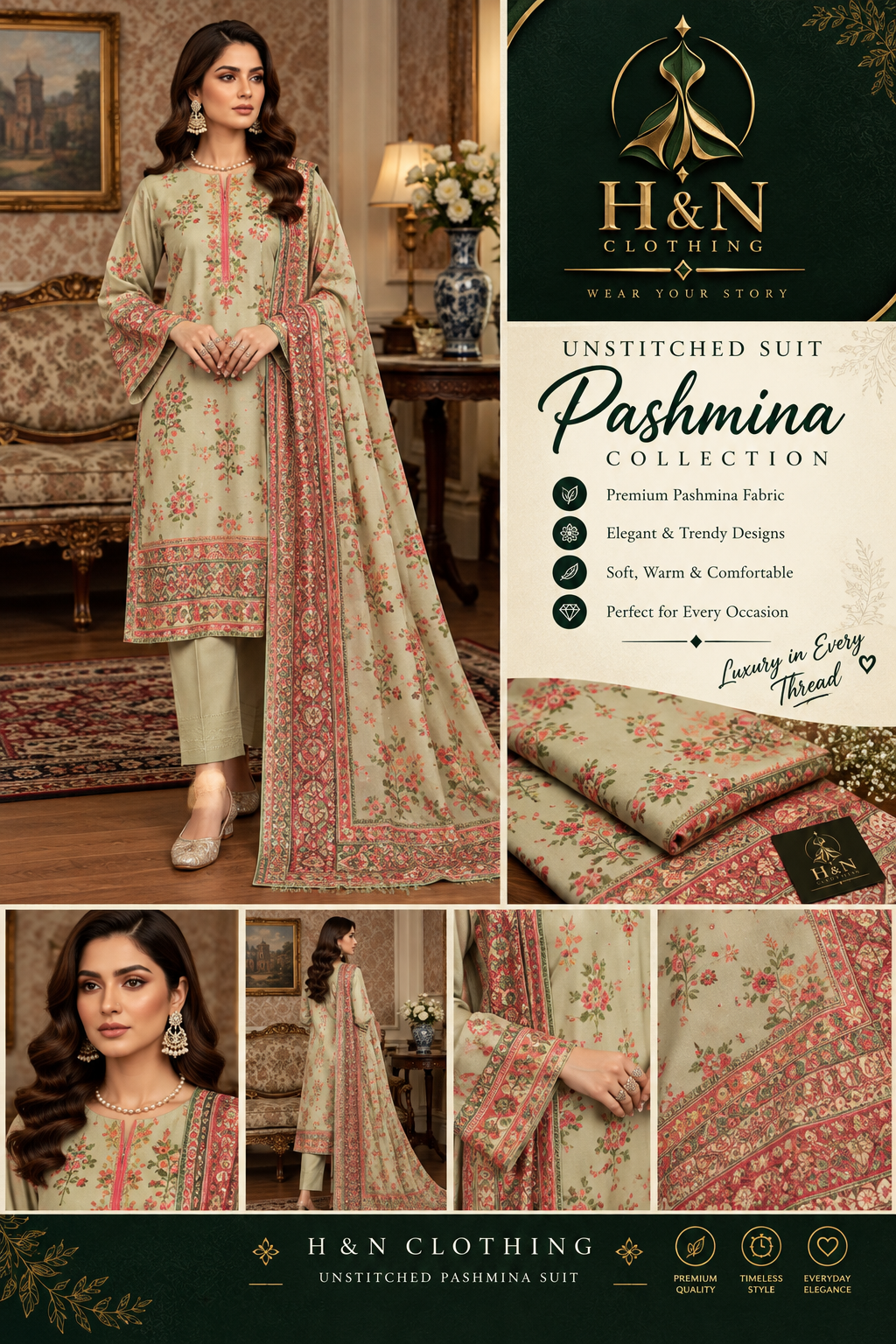 pashmina unstitich 3 piece suits