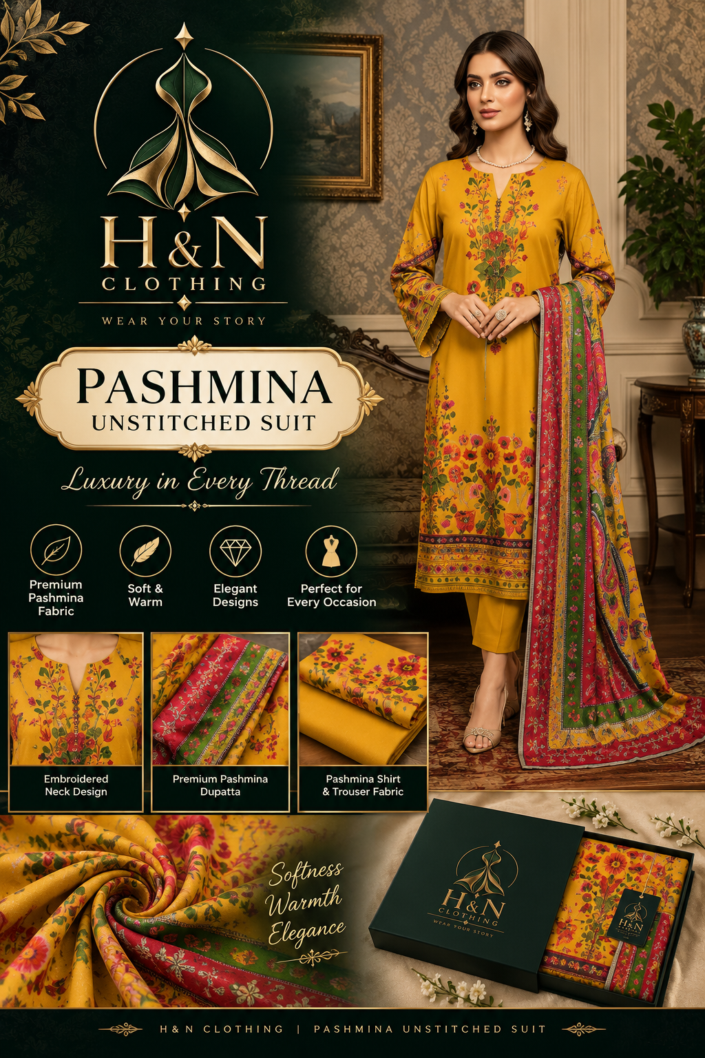 pashmina unstitich 3 piece suits