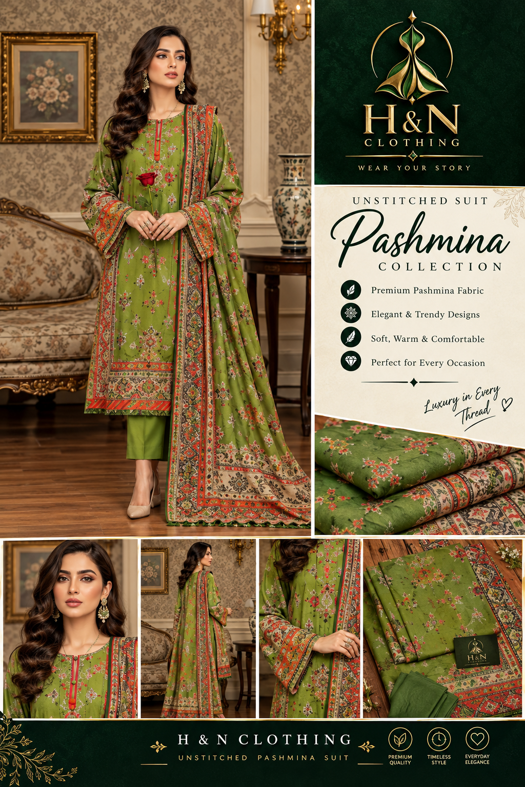 pashmina unstitich 3 piece suits