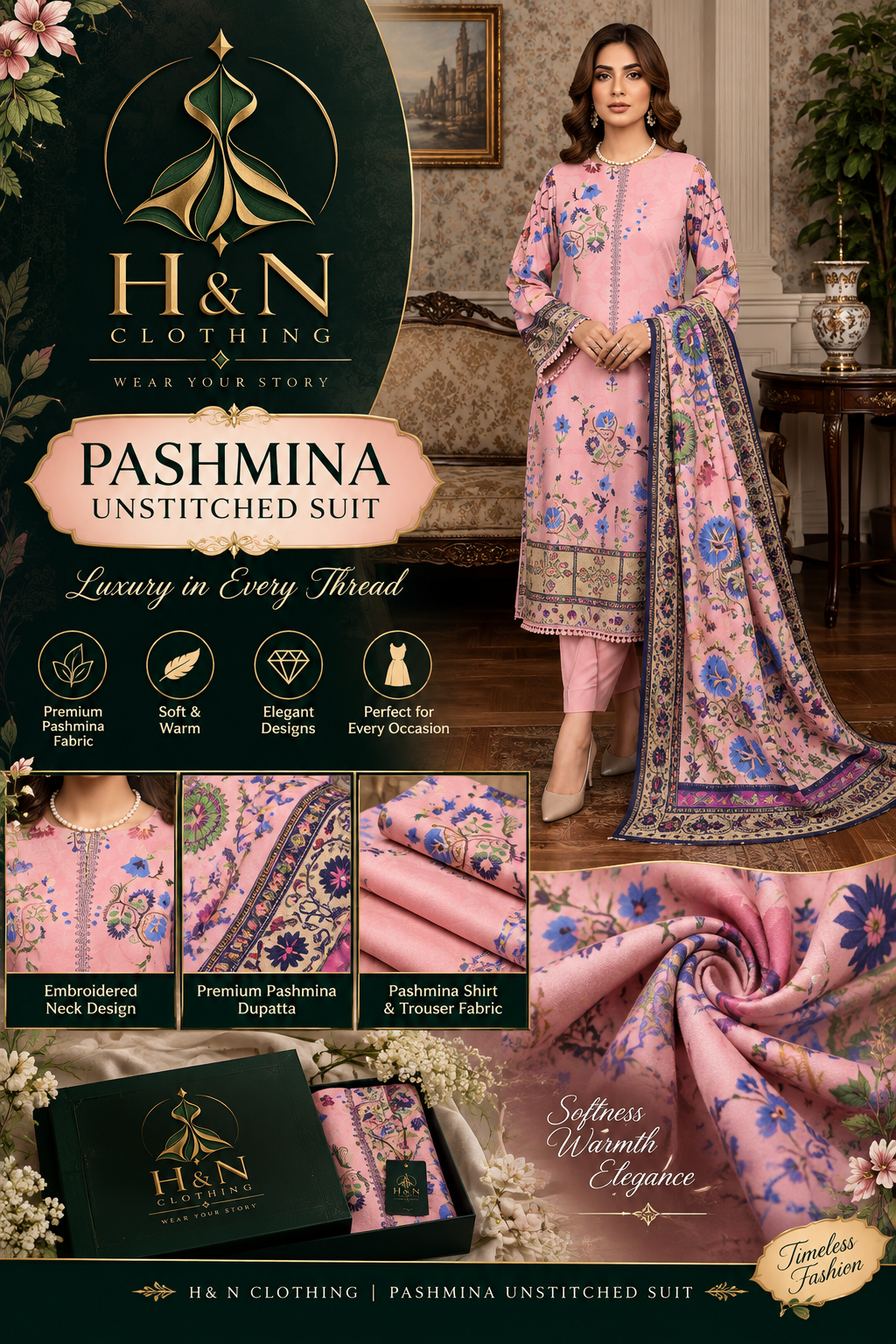 pashmina unstitich 3 piece suits
