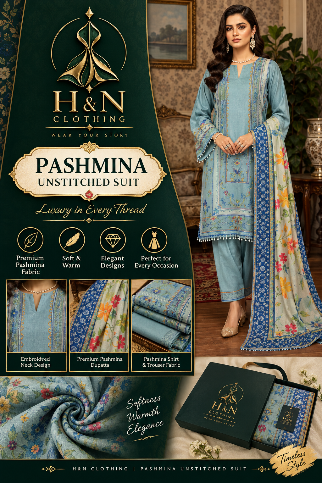 pashmina unstitich 3 piece suits